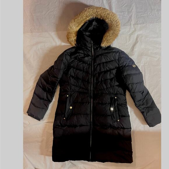 Michael Kors MK Winter Coat Faux Fur Trim Removable Hood Puffer Down Jacket - L - Picture 3 of 16